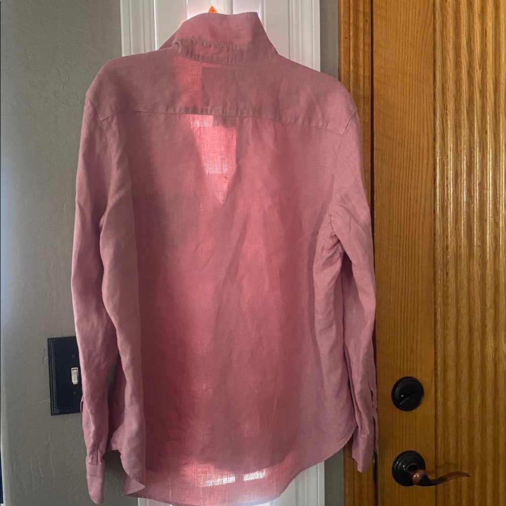 Frank & Eileen Pink/Mauve women’s linen long sleeve shirt - Picture 3 of 11